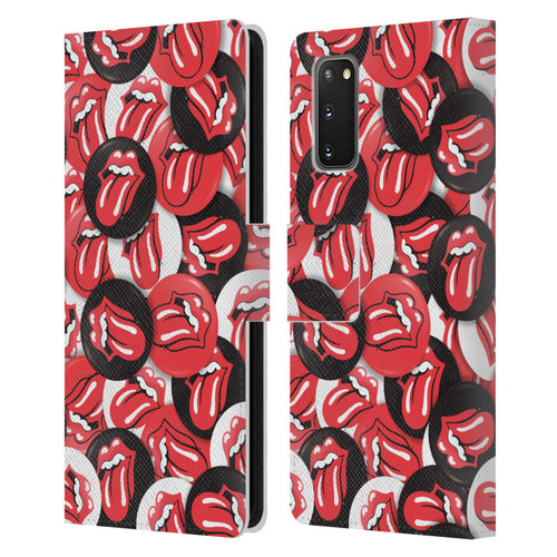 The Rolling Stones Licks Collection Tongue Classic Button Pattern Leather Book Wallet Case Cover For Samsung Galaxy S20 / S20 5G