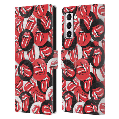 The Rolling Stones Licks Collection Tongue Classic Button Pattern Leather Book Wallet Case Cover For Samsung Galaxy S21+ 5G
