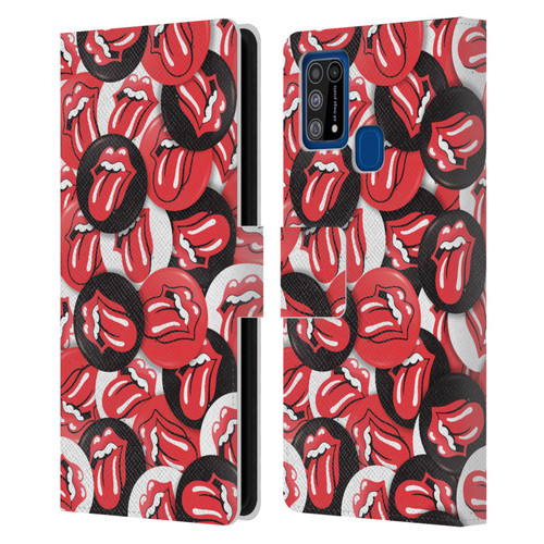 The Rolling Stones Licks Collection Tongue Classic Button Pattern Leather Book Wallet Case Cover For Samsung Galaxy M31 (2020)