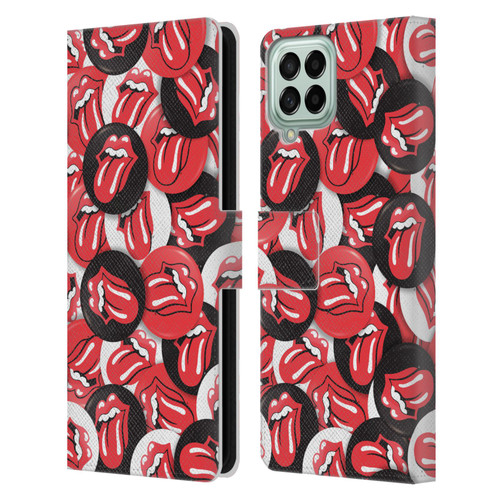 The Rolling Stones Licks Collection Tongue Classic Button Pattern Leather Book Wallet Case Cover For Samsung Galaxy M33 (2022)