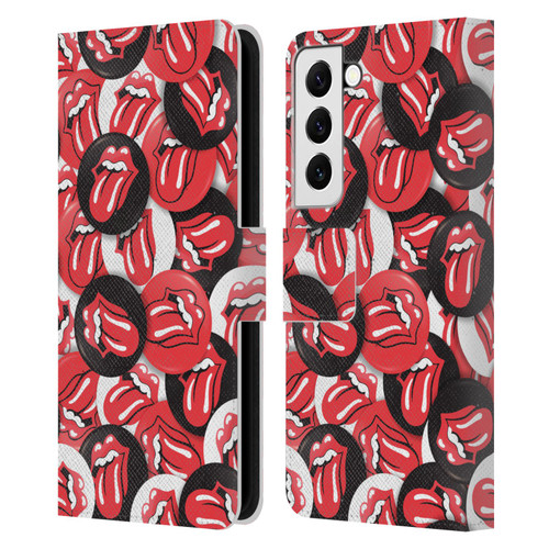 The Rolling Stones Licks Collection Tongue Classic Button Pattern Leather Book Wallet Case Cover For Samsung Galaxy S22 5G