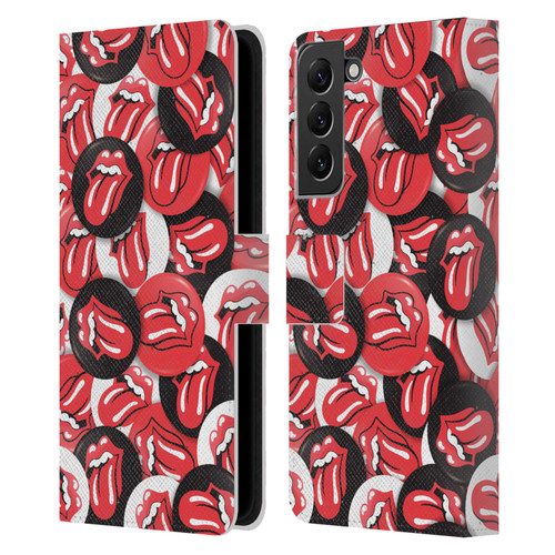 The Rolling Stones Licks Collection Tongue Classic Button Pattern Leather Book Wallet Case Cover For Samsung Galaxy S22+ 5G