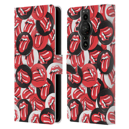 The Rolling Stones Licks Collection Tongue Classic Button Pattern Leather Book Wallet Case Cover For Sony Xperia Pro-I