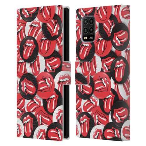 The Rolling Stones Licks Collection Tongue Classic Button Pattern Leather Book Wallet Case Cover For Xiaomi Mi 10 Lite 5G