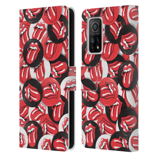 The Rolling Stones Licks Collection Tongue Classic Button Pattern Leather Book Wallet Case Cover For Xiaomi Mi 10T 5G