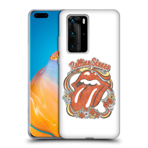The Rolling Stones Graphics Flowers Tongue Soft Gel Case for Huawei P40 Pro / P40 Pro Plus 5G