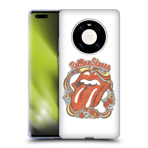 The Rolling Stones Graphics Flowers Tongue Soft Gel Case for Huawei Mate 40 Pro 5G