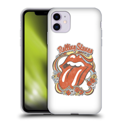 The Rolling Stones Graphics Flowers Tongue Soft Gel Case for Apple iPhone 11