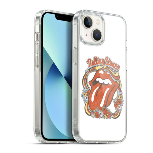 The Rolling Stones Graphics Flowers Tongue Soft Gel Case for Apple iPhone 13