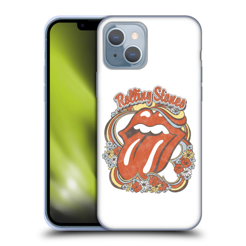 The Rolling Stones Graphics Flowers Tongue Soft Gel Case for Apple iPhone 14