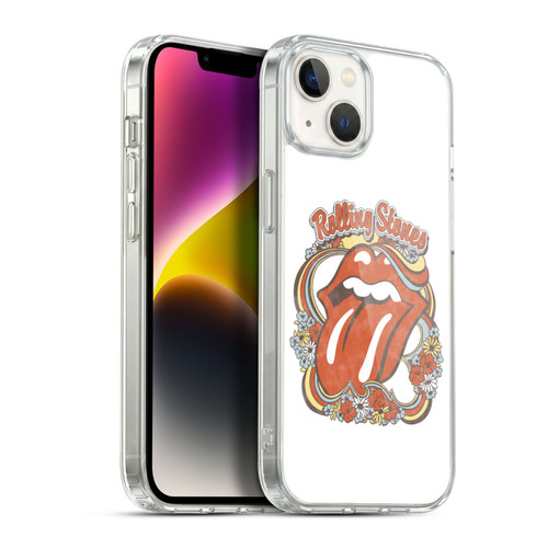 The Rolling Stones Graphics Flowers Tongue Soft Gel Case for Apple iPhone 14 Plus