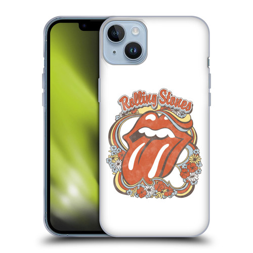 The Rolling Stones Graphics Flowers Tongue Soft Gel Case for Apple iPhone 14 Plus