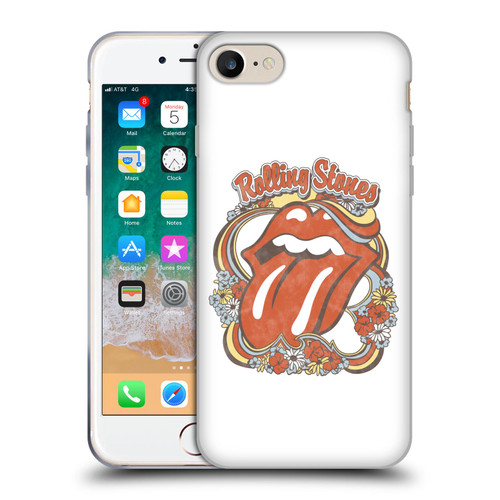 The Rolling Stones Graphics Flowers Tongue Soft Gel Case for Apple iPhone 7 / 8 / SE 2020 & 2022