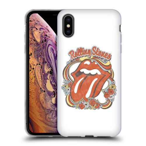The Rolling Stones Graphics Flowers Tongue Soft Gel Case for Apple iPhone XS Max