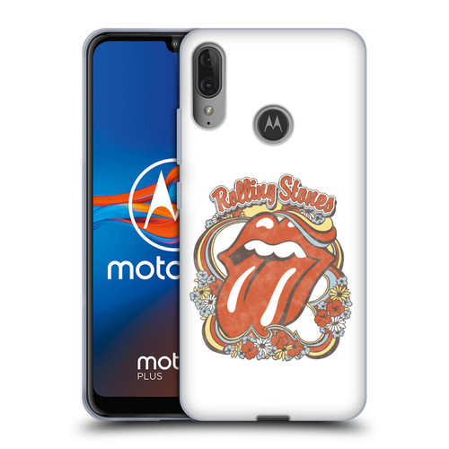 The Rolling Stones Graphics Flowers Tongue Soft Gel Case for Motorola Moto E6 Plus