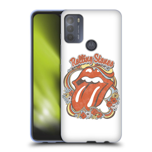 The Rolling Stones Graphics Flowers Tongue Soft Gel Case for Motorola Moto G50