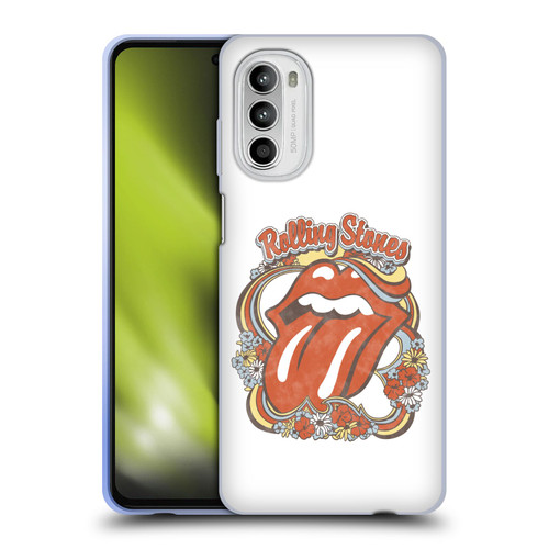 The Rolling Stones Graphics Flowers Tongue Soft Gel Case for Motorola Moto G52