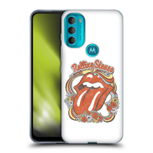 The Rolling Stones Graphics Flowers Tongue Soft Gel Case for Motorola Moto G71 5G