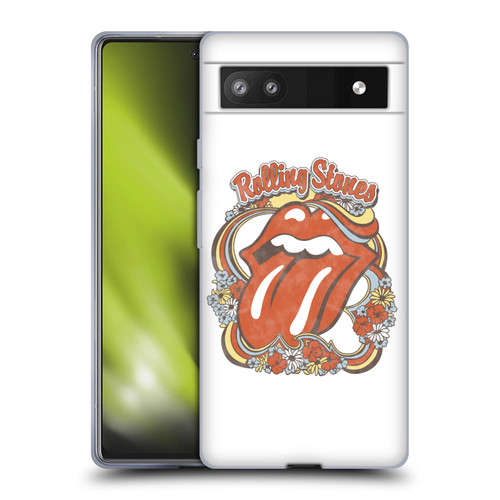 The Rolling Stones Graphics Flowers Tongue Soft Gel Case for Google Pixel 6a