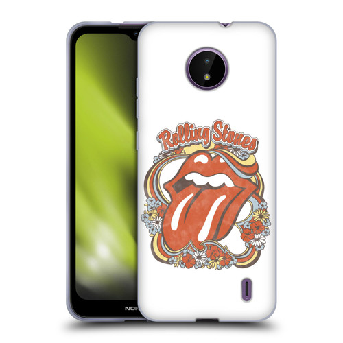 The Rolling Stones Graphics Flowers Tongue Soft Gel Case for Nokia C10 / C20