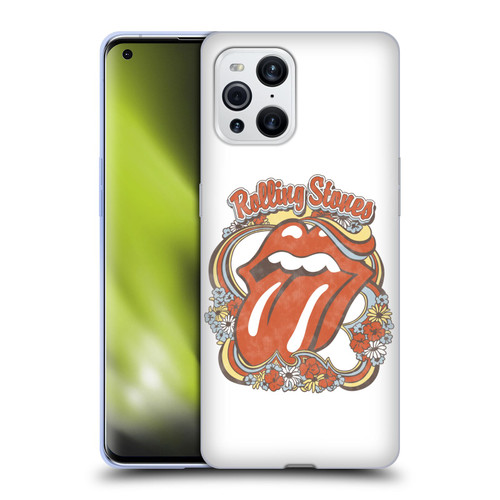 The Rolling Stones Graphics Flowers Tongue Soft Gel Case for OPPO Find X3 / Pro