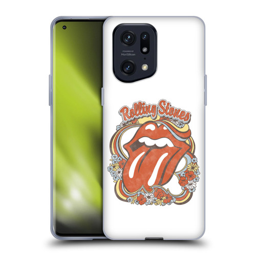 The Rolling Stones Graphics Flowers Tongue Soft Gel Case for OPPO Find X5 Pro