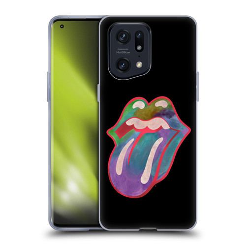 The Rolling Stones Graphics Watercolour Tongue Soft Gel Case for OPPO Find X5 Pro