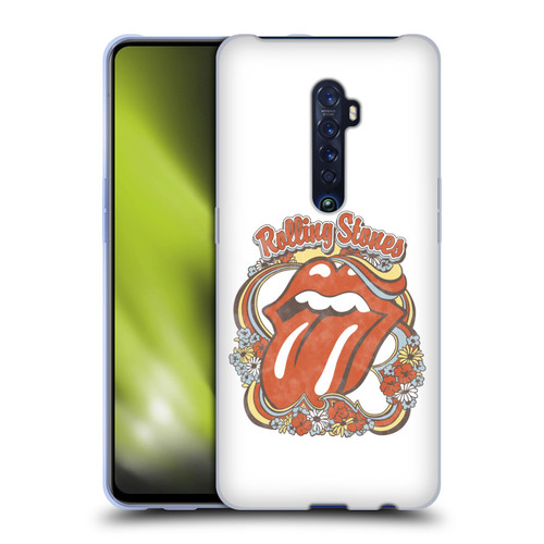 The Rolling Stones Graphics Flowers Tongue Soft Gel Case for OPPO Reno 2