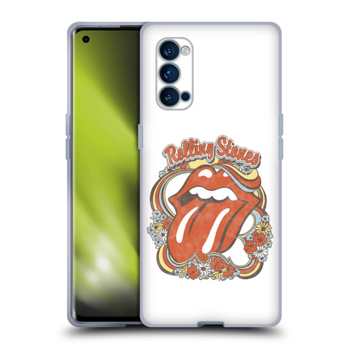 The Rolling Stones Graphics Flowers Tongue Soft Gel Case for OPPO Reno 4 Pro 5G