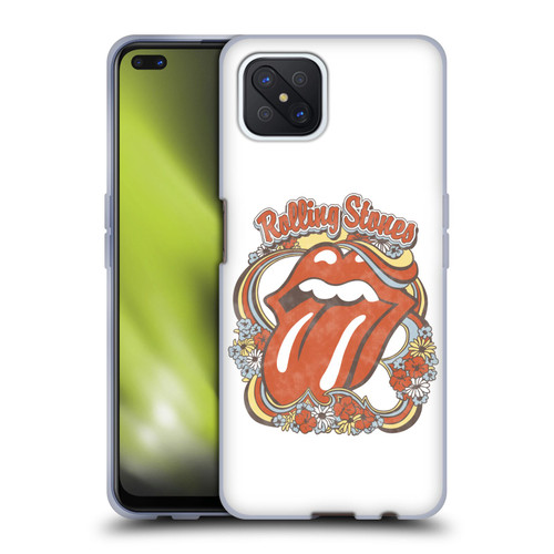 The Rolling Stones Graphics Flowers Tongue Soft Gel Case for OPPO Reno4 Z 5G