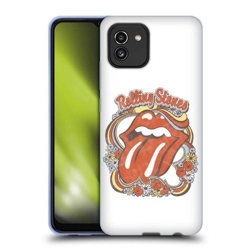 The Rolling Stones Graphics Flowers Tongue Soft Gel Case for Samsung Galaxy A03 (2021)
