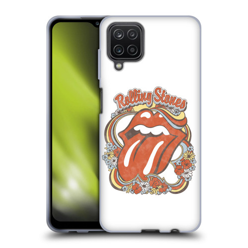 The Rolling Stones Graphics Flowers Tongue Soft Gel Case for Samsung Galaxy A12 (2020)