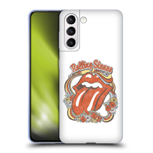 The Rolling Stones Graphics Flowers Tongue Soft Gel Case for Samsung Galaxy S21+ 5G
