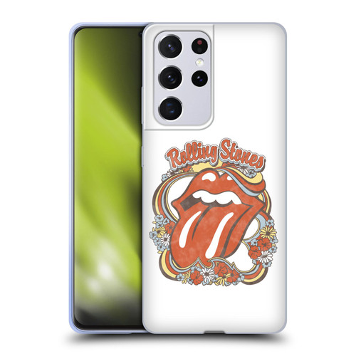 The Rolling Stones Graphics Flowers Tongue Soft Gel Case for Samsung Galaxy S21 Ultra 5G