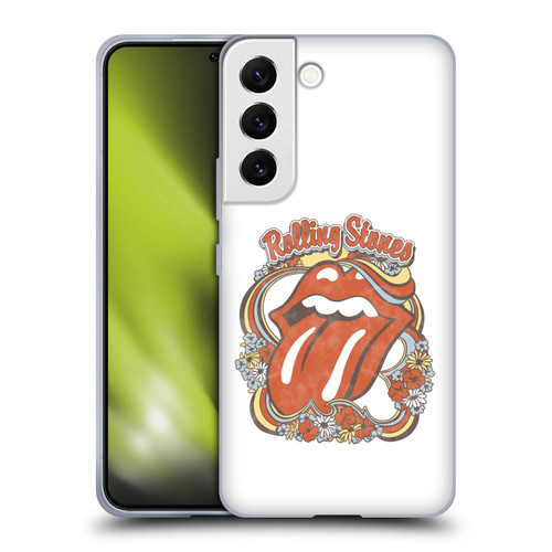 The Rolling Stones Graphics Flowers Tongue Soft Gel Case for Samsung Galaxy S22 5G