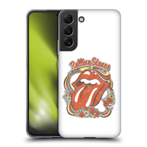 The Rolling Stones Graphics Flowers Tongue Soft Gel Case for Samsung Galaxy S22+ 5G