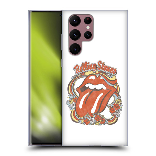 The Rolling Stones Graphics Flowers Tongue Soft Gel Case for Samsung Galaxy S22 Ultra 5G