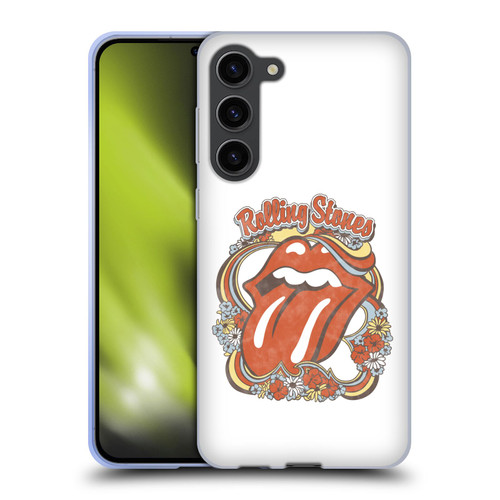 The Rolling Stones Graphics Flowers Tongue Soft Gel Case for Samsung Galaxy S23+ 5G