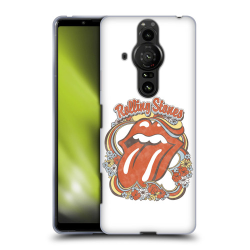 The Rolling Stones Graphics Flowers Tongue Soft Gel Case for Sony Xperia Pro-I