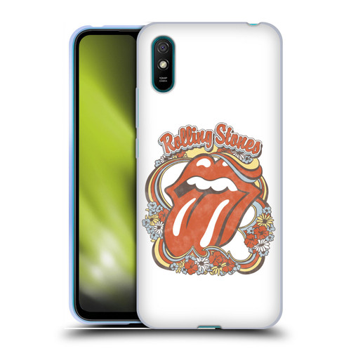 The Rolling Stones Graphics Flowers Tongue Soft Gel Case for Xiaomi Redmi 9A / Redmi 9AT