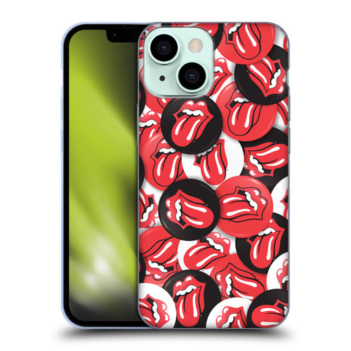 The Rolling Stones Licks Collection Tongue Classic Button Pattern Soft Gel Case for Apple iPhone 13 Mini
