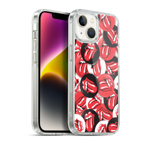 The Rolling Stones Licks Collection Tongue Classic Button Pattern Soft Gel Case for Apple iPhone 14