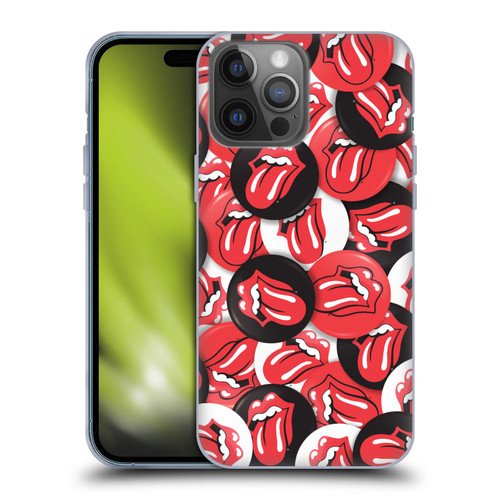 The Rolling Stones Licks Collection Tongue Classic Button Pattern Soft Gel Case for Apple iPhone 14 Pro Max