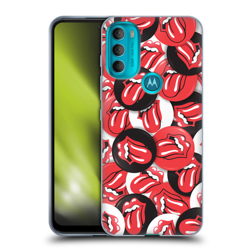 The Rolling Stones Licks Collection Tongue Classic Button Pattern Soft Gel Case for Motorola Moto G71 5G