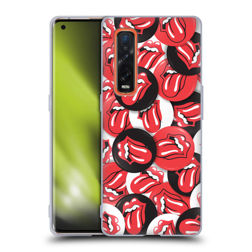 The Rolling Stones Licks Collection Tongue Classic Button Pattern Soft Gel Case for OPPO Find X2 Pro 5G