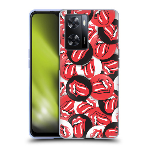 The Rolling Stones Licks Collection Tongue Classic Button Pattern Soft Gel Case for OPPO A57s