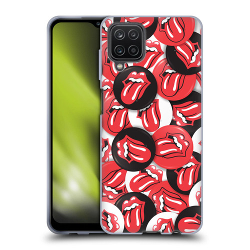 The Rolling Stones Licks Collection Tongue Classic Button Pattern Soft Gel Case for Samsung Galaxy A12 (2020)