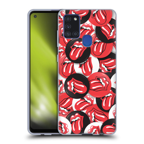 The Rolling Stones Licks Collection Tongue Classic Button Pattern Soft Gel Case for Samsung Galaxy A21s (2020)