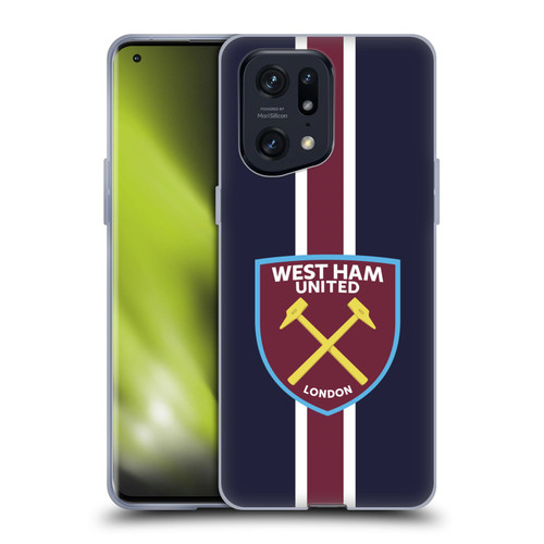 West Ham United FC Crest Stripes Soft Gel Case for OPPO Find X5 Pro