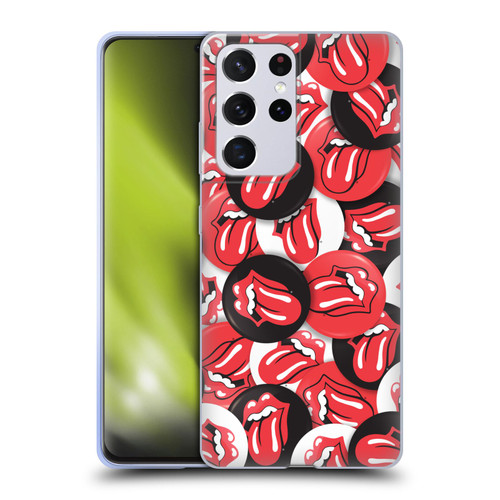 The Rolling Stones Licks Collection Tongue Classic Button Pattern Soft Gel Case for Samsung Galaxy S21 Ultra 5G